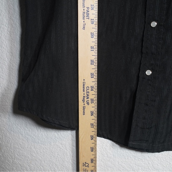 Ely Cattleman Western Pearl Snap Shirt Men L 16.5 Black Stripe Short Sleeve - Picture 8 of 9